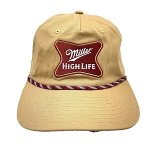 Miller High Life Trucker Hat Cap Snap Back Brown Rope Beer Retro Adult